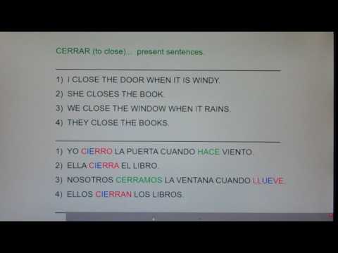 CERRAR (to Close) present sents:  I close the door when it is windy...