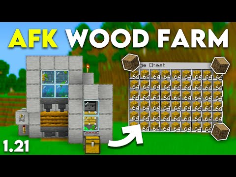 AFK Wood Farm Tutorial in Minecraft Bedrock 1.21! (MCPE/Xbox/PS4/Nintendo Switch)