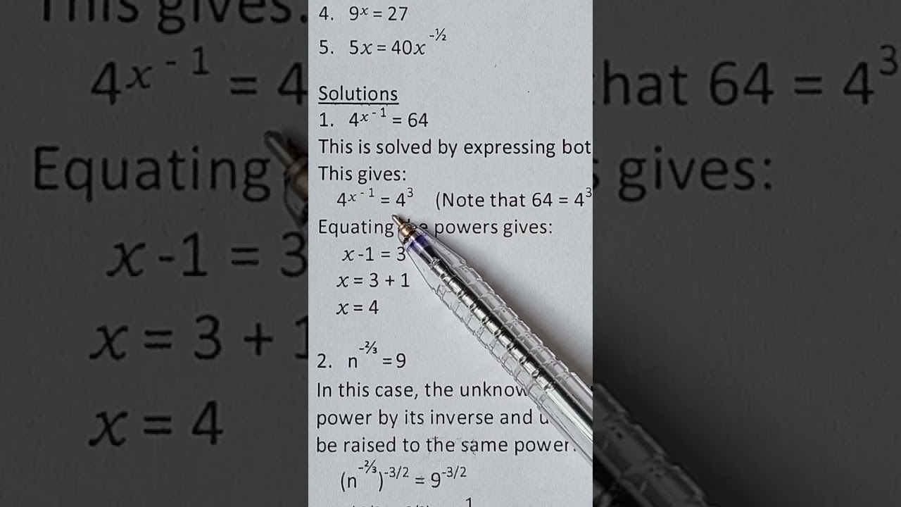 Can You Solve This Indicial Equation. Exponent Algebra Applied.