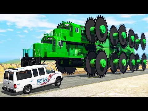 Giant Wheel Saw Monster crushes cars #3 - Beamng drive