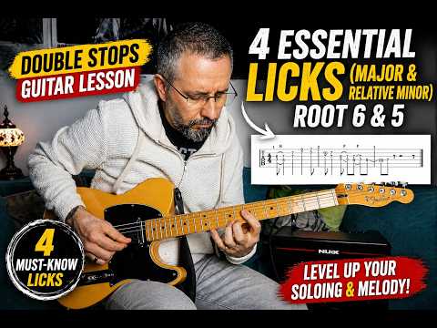 Preview for Double Stops Guitar Lesson – 4 Essential Licks (Major & Relative Minor | Root 6 & 5)