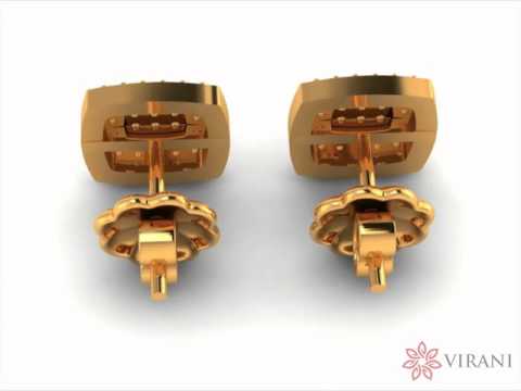 Square Pave Diamond Stud Earring - Top -Virani