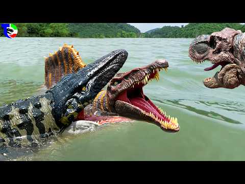 T-REX VS SPINOSAURUS VS MOSASAURUS 🦖Jurassic World Rebirth Final Battle