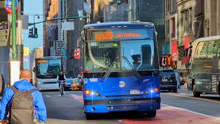 NYCT Bus & Coach USA: M1, M4, SIM22, SIM25, SIM26, SIM31 + M59, Line 500 Action @ 5 Ave & 42 St