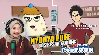 Download lagu BOS BESAR GUDANG NYONYA PUFF SPONGEBOB || Maya Nadia Reaction Animasi PODTOON mp3
