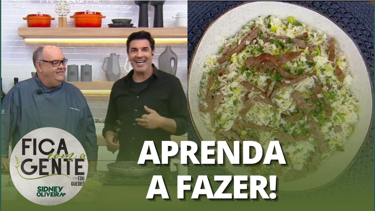 Arroz com alho poró e tiras de filé-mignon | Fica com a Gente