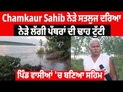 Chamkaur Sahib ਨੇੜੇ ਵਗਦੇ ਸਤਲੁਜ ਦਰਿਆ ਨੇੜੇ ਲੱਗੀ ਪੱਥਰਾਂ ਦੀ ਢਾਹ ਟੁੱਟੀ, ਪਿੰਡ ਵਾਸੀਆਂ 'ਚ ਬਣਿਆ ਸਹਿਮ