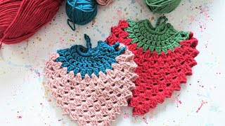Crochet Strawberry Potholder 🍓🍓🍓