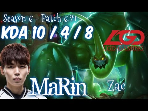 LGD MaRin ZAC vs OLAF Jungle - Patch 6.21 KR Ranked