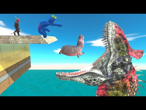 WHO can AVOID FALLING SPIKE and JUMP Over DINO and WHALES - Animal Revolt Battle Simulator