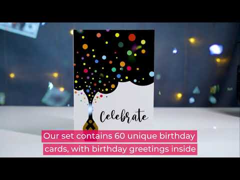 Dessie 60 Unique Birthday Cards with Envelopes