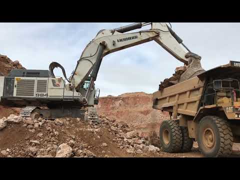 Liebherr 984 Excavator Loading Caterpillar Dumpers - Sotiriadis/Labrianidis Mining Works