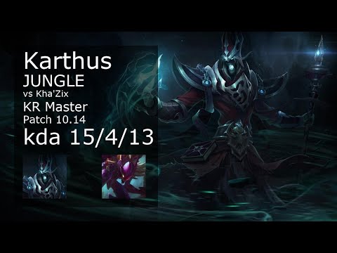 Karthus Jungle vs Kha'Zix - KR Master 15/4/13 Patch 10.14 Gameplay // [롤] 카서스 vs 카직스 정글