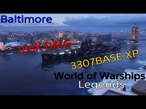 World of Warships Legends BALTIMORE 166K MVP 3307BASE XP