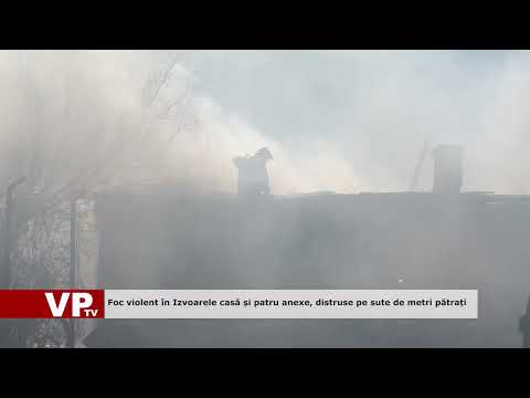Foc violent în Izvoarele: casă și patru anexe, distruse pe sute de metri pătrați