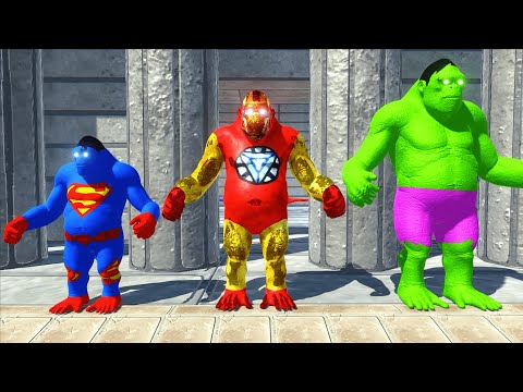 DEATH RUN vs BIG, MEDIUM, SMALL SUPERHEROES GORO - Animal Revolt Battle Simulator