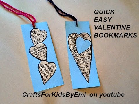 Valentine Bookmarks, using  cardstock and printer paper, 2016