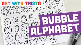 How to Draw Bubble Letters Alphabet Step by Step Art Lesson - Art With Trista Video Tutorial