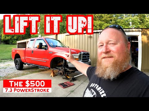 Installing a Front Lift Kit On a$500 7.3 Powerstroke Diesel F250 SuperDuty