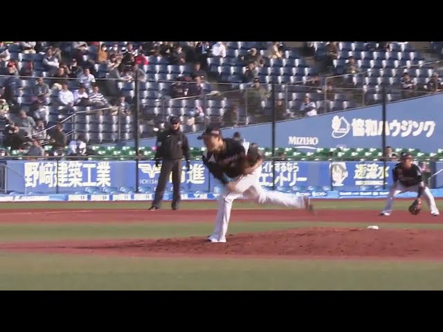 【7回裏】マリーンズ・田中靖 手元で落ちる変化球でピンチ脱出‼ 2019/3/15 LM-M