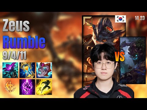 Zeus Top Rumble vs Maokai lol KR solo rank Full Game 14.23