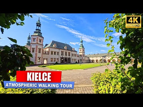 KIELCE: Walking tour around interesting places of the cozy Polish town | 4K