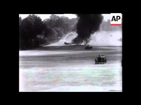 RAF Plane Crashes at Brooklands and Racing Car Burns