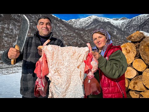 KHAN KEBAB - Azerbaijani Kebab Recipe from Lamb Stomach, Liver and Lungs