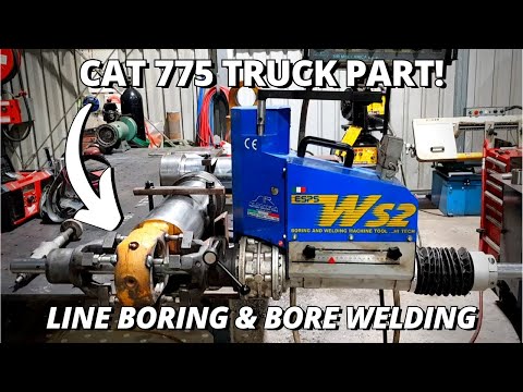 Line boring and Bore welding Caterpillar 775 Truck rear strut rod | Sir Meccanica WS2