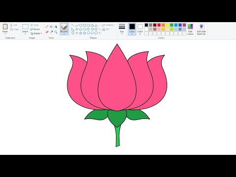 How to draw Lotus Flower on your computer using Ms Paint | Flower Drawing Tutorial.
