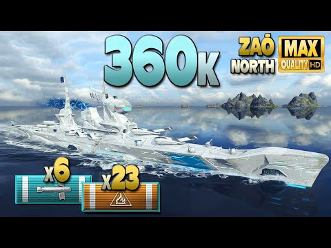 Cruiser Zaō: Huge 360k on map North - World of Warships