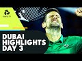 Djokovic Faces Khachanov; Murray vs Sinner; Rublev & Shapovalov Play | Dubai 2022 Highlights Day 3