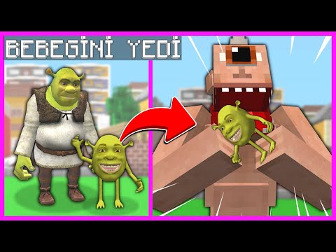 SHREK'İN BEBEĞİ OLDU, TEPEGÖZ BEBEĞİ YEDİ! 😱 - Minecraft