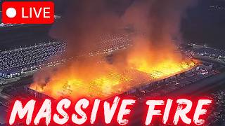 🔴 OUT OF CONTROL: Massive Fire Burns Down Ontario CA Paper Warehouse