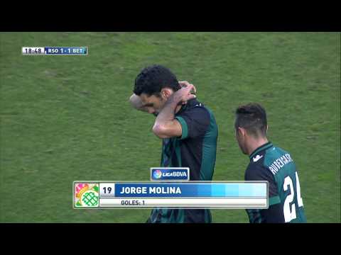 Gol de Jorge Molina (1-1) en el Real Sociedad - Real Betis - HD