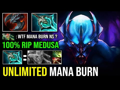 WTF Unlimited Mana Burn 100% Right Click Counter Medusa with Max Speed Night Stalker Dota 2