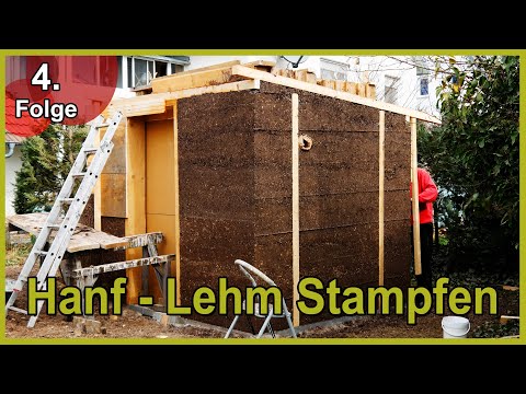 Hanf Lehm stampfen  - Sauna selber bauen aus Lehm