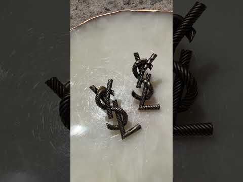 Серьги Ив Сен Лоран в форме логотипа, позолота 18 К - фото 1 - id-p2295586058