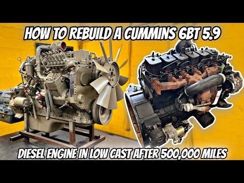 How to Rebuild Cummins 6BT 5.9 Diesel Engine Low Cost After 500,000 Miles Start to Finish