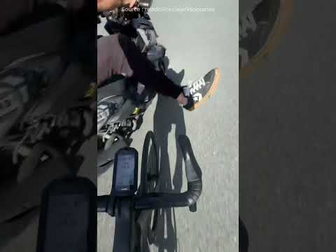 Scooter rider tried to bully a cyclist... blink and you’ll miss the karma
