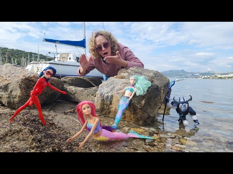 Barbie Puppen Video - Ladybug rettet die Meerjungfrauen. Spielspaß mit Marinette und Nicole