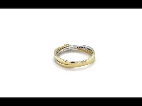 9ct Yellow & White Gold Diamond Ring with Diamond Set Shoulders 0.13ct -01020070| Johnsons Jewellers