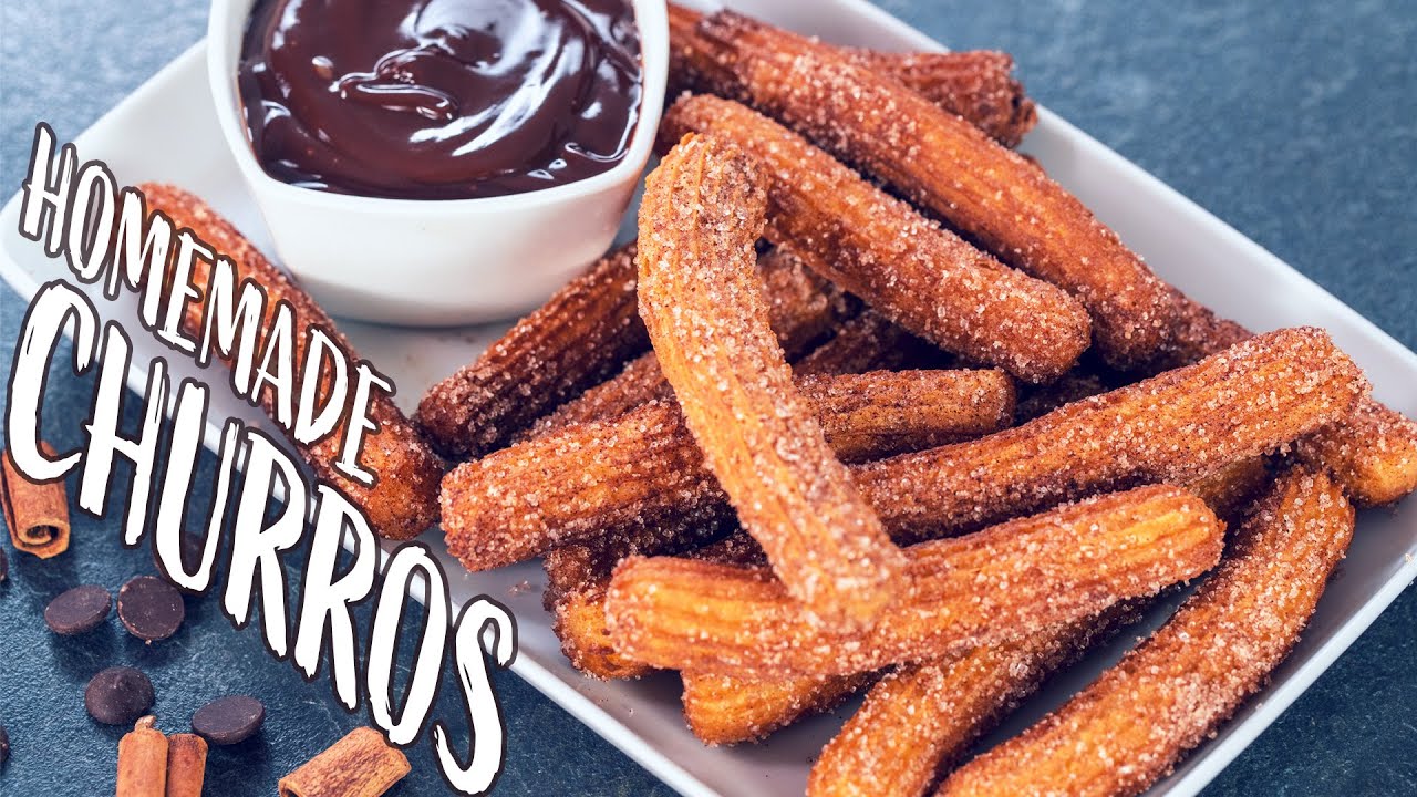 Homemade Eggless Churros with Chocolate Dipping Sauce