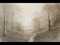 How To Draw A Landscape With Trees Mist For Beginners Using Graphite Powder
