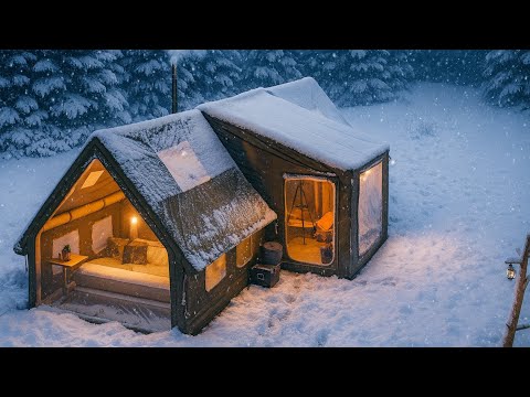 SNOW CAMPING IN OUR 3-ROOM INFLATABLE DETACHED HOUSE