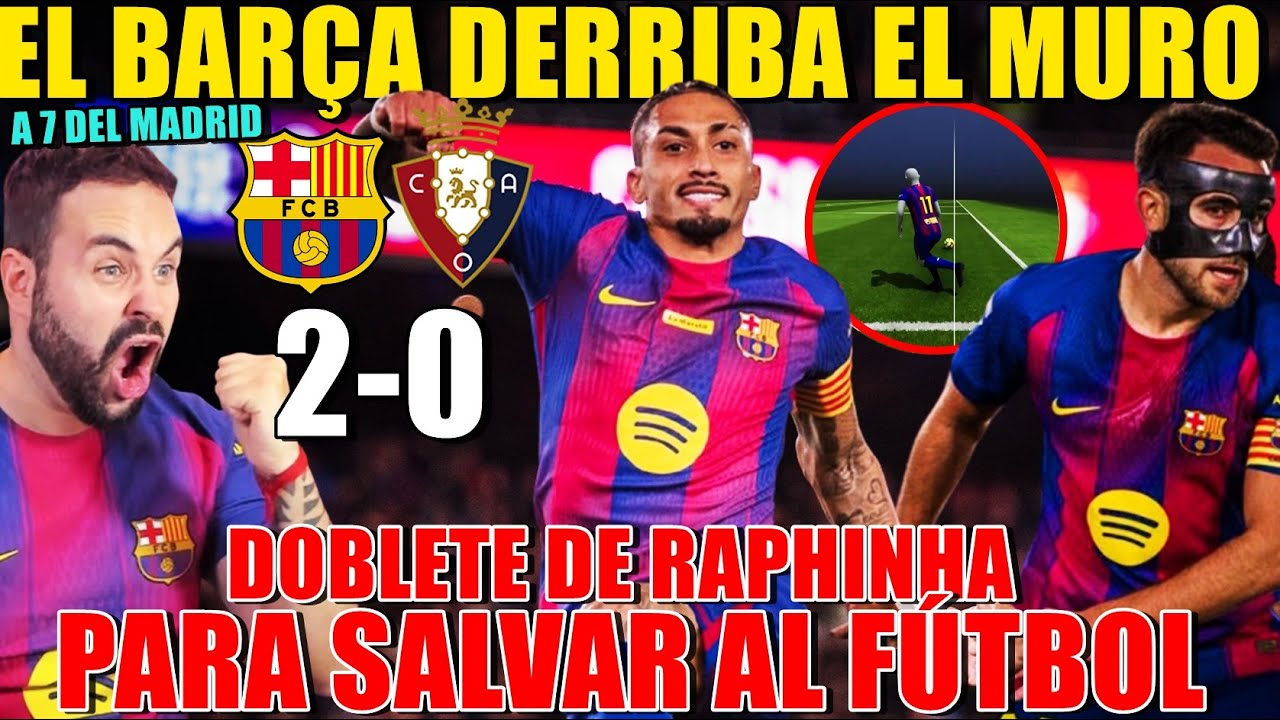 RAPHINHA DERRIBA el MURO de OSASUNA con DOBLETE y el BARÇA GANA 2-0 ¡A 7 del MADRID! TOP ERIC GARCÍA