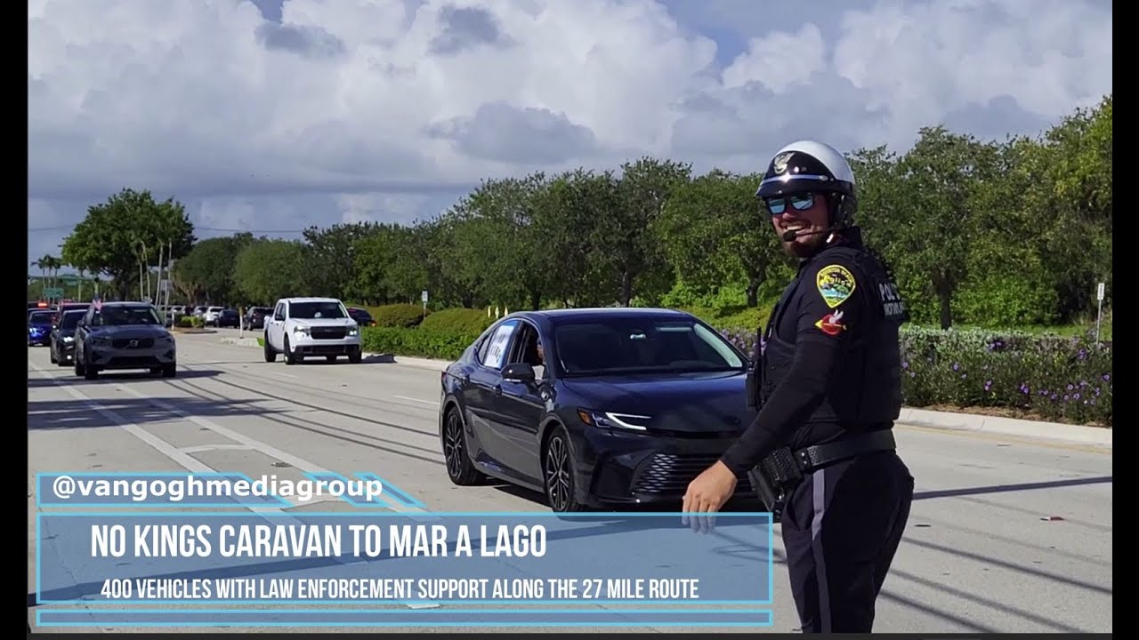400 Vehicle No Kings Caravan To Mar A Lago With Law Enforcement Support
