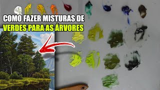 MISTURA DE CORES |  Como fazer verdes para as árvores | Pintura em tela