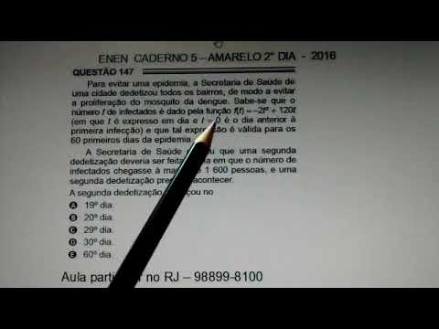 Questão 147 do ENEM  caderno 5 amarelo - 04/12/2016  equação do 2° grau