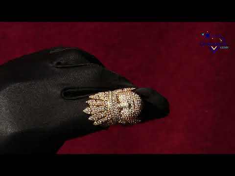 Stylish 14 Kt Yellow Gold Men's Lab Round Cut Diamond Studded Hip Hop Ring